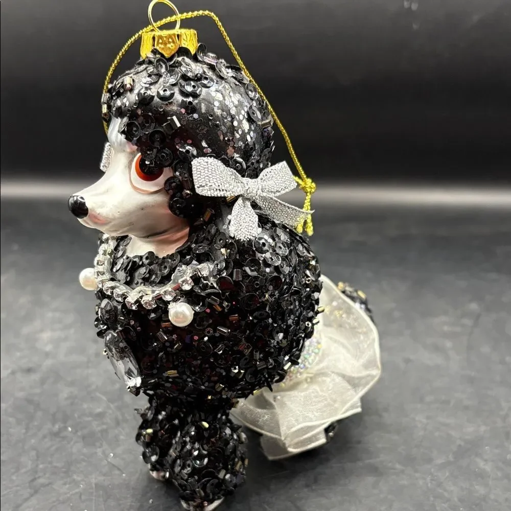 Black Sequin Poodle Ornament